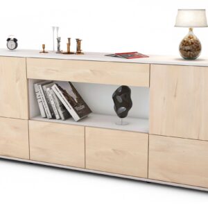 Sideboard Elsa | Korpus Weiß | Front in Zeder Holz Optik | 180x79x35cm (BxHxT)