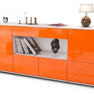 Sideboard Elsa | Korpus Weiß | Front in Hochglanz Orange | 180x79x35cm (BxHxT)