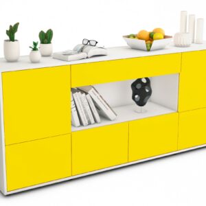 Sideboard Elsa | Korpus Weiß | Front in Gelb | 180x79x35cm (BxHxT)