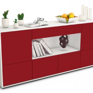 Sideboard Elsa | Korpus Weiß | Front in Bordeaux | 180x79x35cm (BxHxT)