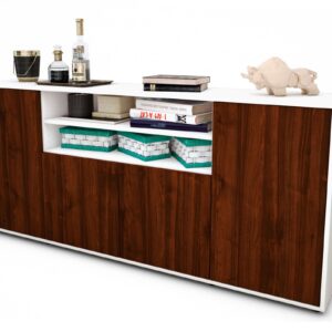 Sideboard Elsita | Korpus Weiß | Front in Walnuss Holz Optik | 180x79x35cm (BxHxT)