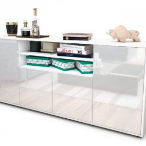 Sideboard Elsita | Korpus Weiß | Front in Hochglanz Weiß | 180x79x35cm (BxHxT)