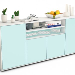 Sideboard Elsita | Korpus Weiß | Front in Mint | 180x79x35cm (BxHxT)