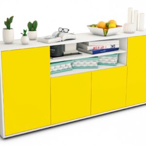 Sideboard Elsita | Korpus Weiß | Front in Gelb | 180x79x35cm (BxHxT)