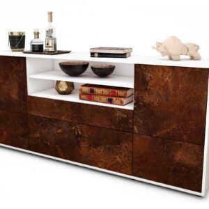 Sideboard Eluana | Korpus Weiß | Front in Rost Optik | 180x79x35cm (BxHxT)