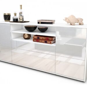 Sideboard Eluana | Korpus Weiß | Front in Hochglanz Weiß | 180x79x35cm (BxHxT)