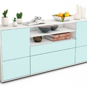 Sideboard Eluana | Korpus Weiß | Front in Mint | 180x79x35cm (BxHxT)