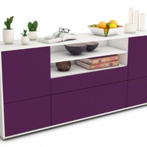 Sideboard Eluana | Korpus Weiß | Front in Lila | 180x79x35cm (BxHxT)