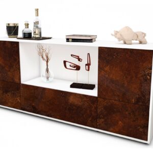 Sideboard Elvezia | Korpus Weiß | Front in Rost Optik | 180x79x35cm (BxHxT)