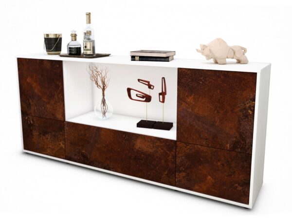 Sideboard Elvezia | Korpus Weiß | Front in Rost Optik | 180x79x35cm (BxHxT)