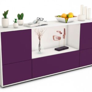 Sideboard Elvezia | Korpus Weiß | Front in Lila | 180x79x35cm (BxHxT)
