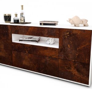 Sideboard Elvira | Korpus Weiß | Front in Rost Optik | 180x79x35cm (BxHxT)
