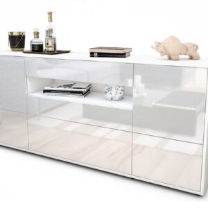 Sideboard Elvira | Korpus Weiß | Front in Hochglanz Weiß | 180x79x35cm (BxHxT)