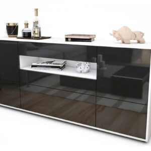 Sideboard Elvira | Korpus Weiß | Front in Hochglanz Grau | 180x79x35cm (BxHxT)