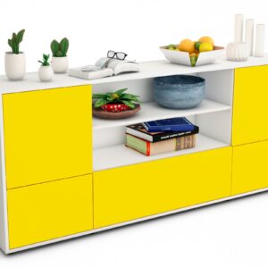 Sideboard Emanuela | Korpus Weiß | Front in Gelb | 180x79x35cm (BxHxT)