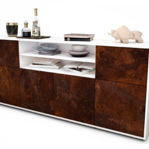 Sideboard Emilia | Korpus Weiß | Front in Rost Optik | 180x79x35cm (BxHxT)