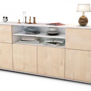 Sideboard Emilia | Korpus Weiß | Front in Zeder Holz Optik | 180x79x35cm (BxHxT)