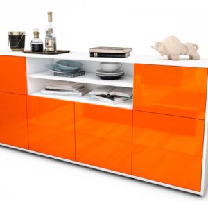 Sideboard Emilia | Korpus Weiß | Front in Hochglanz Orange | 180x79x35cm (BxHxT)
