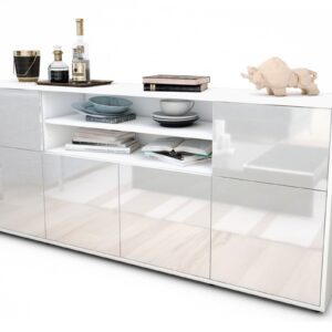 Sideboard Emilia | Korpus Weiß | Front in Hochglanz Weiß | 180x79x35cm (BxHxT)