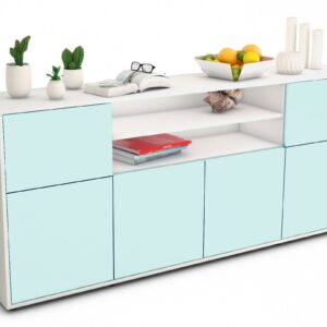 Sideboard Emilia | Korpus Weiß | Front in Mint | 180x79x35cm (BxHxT)