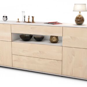 Sideboard Emma | Korpus Weiß | Front in Zeder Holz Optik | 180x79x35cm (BxHxT)