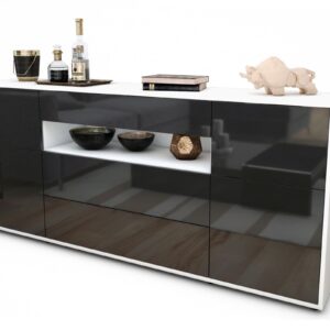 Sideboard Emma | Korpus Weiß | Front in Hochglanz Grau | 180x79x35cm (BxHxT)