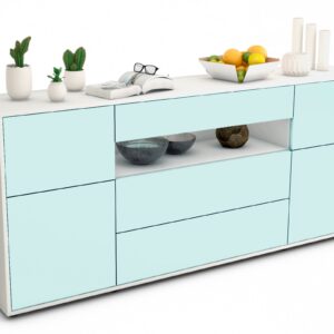 Sideboard Emma | Korpus Weiß | Front in Mint | 180x79x35cm (BxHxT)