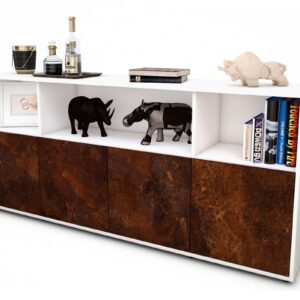 Sideboard Enrica | Korpus Weiß | Front in Rost Optik | 180x79x35cm (BxHxT)
