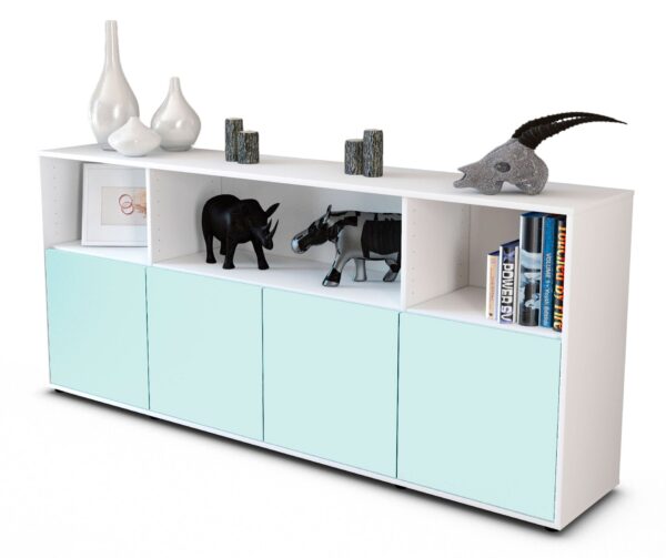 Sideboard Enrica | Korpus Weiß | Front in Mint | 180x79x35cm (BxHxT)