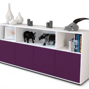Sideboard Enrica | Korpus Weiß | Front in Lila | 180x79x35cm (BxHxT)