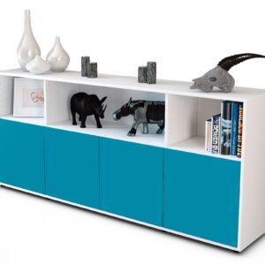 Sideboard Enrica | Korpus Weiß | Front in Türkis | 180x79x35cm (BxHxT)