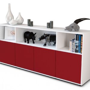 Sideboard Enrica | Korpus Weiß | Front in Bordeaux | 180x79x35cm (BxHxT)
