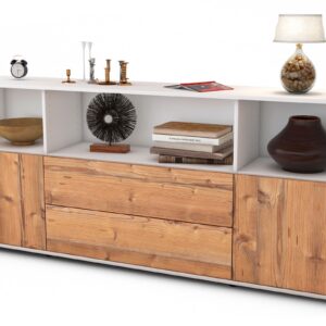 Sideboard Enza | Korpus Weiß | Front in Pinie Holz Optik | 180x79x35cm (BxHxT)