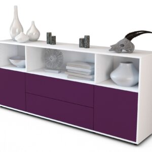 Sideboard Enza | Korpus Weiß | Front in Lila | 180x79x35cm (BxHxT)