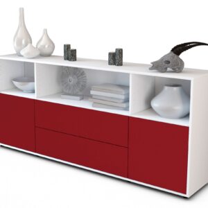 Sideboard Enza | Korpus Weiß | Front in Bordeaux | 180x79x35cm (BxHxT)