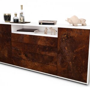 Sideboard Enzo | Korpus Weiß | Front in Rost Optik | 180x79x35cm (BxHxT)
