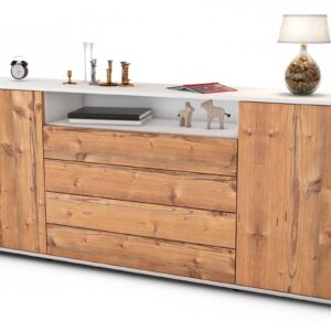 Sideboard Enzo | Korpus Weiß | Front in Pinie Holz Optik | 180x79x35cm (BxHxT)