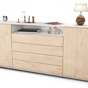 Sideboard Enzo | Korpus Weiß | Front in Zeder Holz Optik | 180x79x35cm (BxHxT)