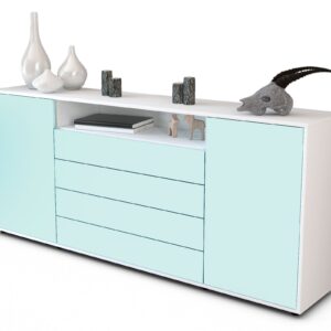 Sideboard Enzo | Korpus Weiß | Front in Mint | 180x79x35cm (BxHxT)