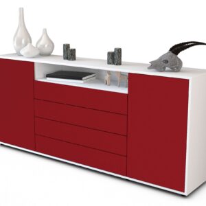Sideboard Enzo | Korpus Weiß | Front in Bordeaux | 180x79x35cm (BxHxT)