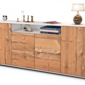 Sideboard Ephenia | Korpus Weiß | Front in Pinie Holz Optik | 180x79x35cm (BxHxT)