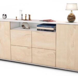 Sideboard Ephenia | Korpus Weiß | Front in Zeder Holz Optik | 180x79x35cm (BxHxT)