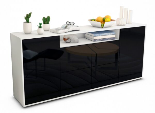 Sideboard Ephenia, Schwarz (180x79x35cm)
