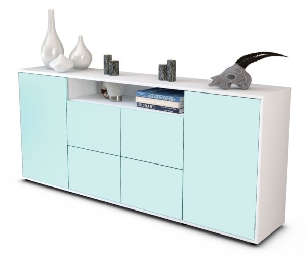 Sideboard Ephenia | Korpus Weiß | Front in Mint | 180x79x35cm (BxHxT)