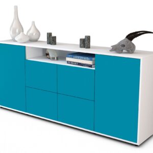 Sideboard Ephenia | Korpus Weiß | Front in Türkis | 180x79x35cm (BxHxT)