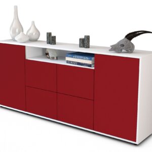 Sideboard Ephenia | Korpus Weiß | Front in Bordeaux | 180x79x35cm (BxHxT)