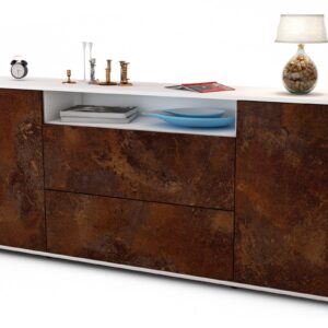 Sideboard Erina | Korpus Weiß | Front in Rost Optik | 180x79x35cm (BxHxT)