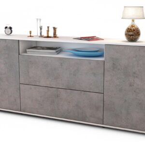 Sideboard Erina | Korpus Weiß | Front in Beton Optik | 180x79x35cm (BxHxT)