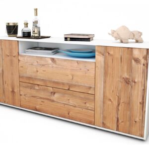 Sideboard Erina | Korpus Weiß | Front in Pinie Holz Optik | 180x79x35cm (BxHxT)