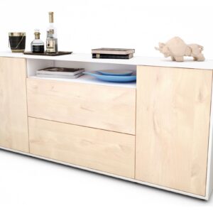 Sideboard Erina | Korpus Weiß | Front in Zeder Holz Optik | 180x79x35cm (BxHxT)